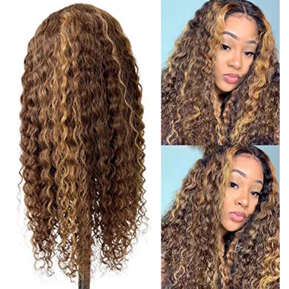 NEW Ombre Deep Curly Human Hair Wigs 22Inch